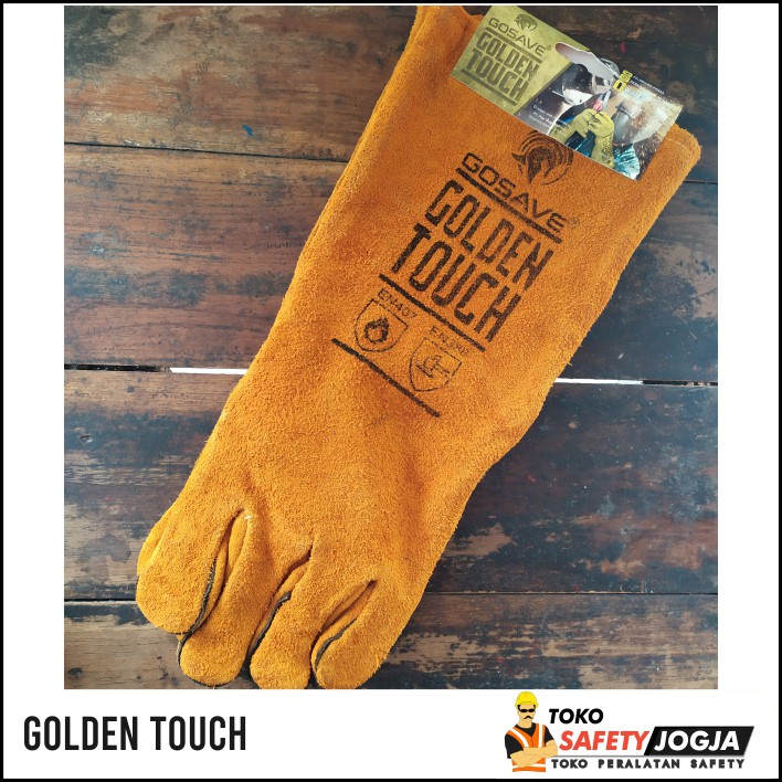 Sarung Tangan Kulit / Sarung Tangan Las Golden Touch Bahan Tebal , Panjang 16 Inch