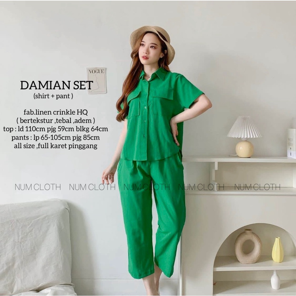 Damian set ( shirt + pant ) linen crinkle ori