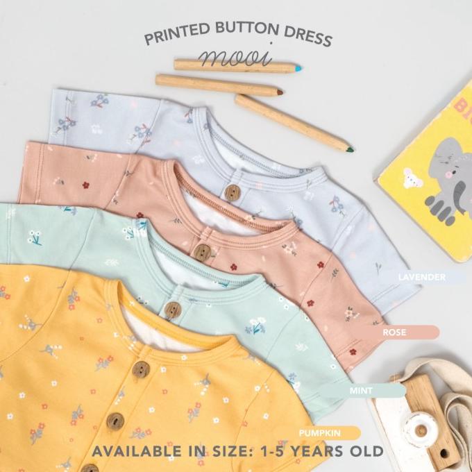 Mooi Dress Anak Perempuan Printed Button Dress