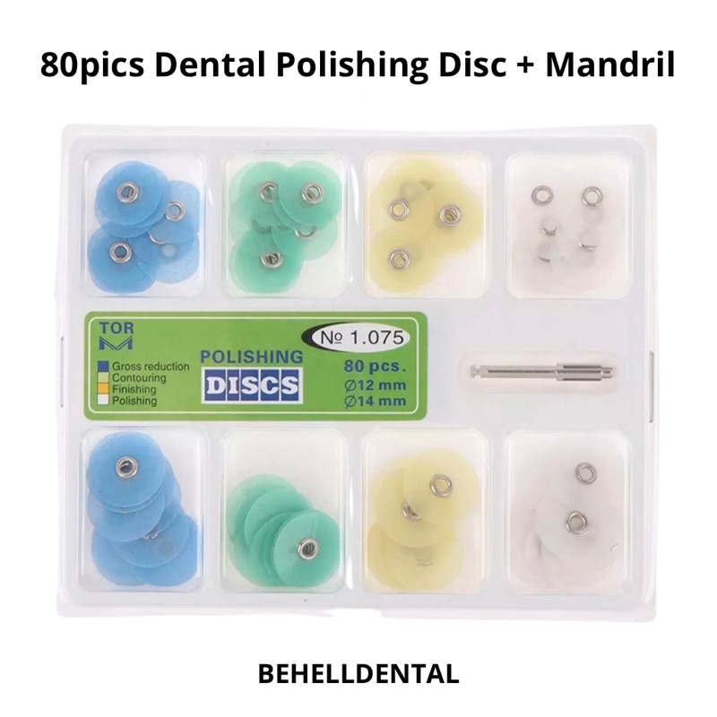 Poli disk tor 80Pcs Finishing Gigi Disc Polishing Strip Mandrel Resin Mengisi Alat Dokter Gigi / Cakram Mandril Disc Poles Gigi Palsu Atau Veneer