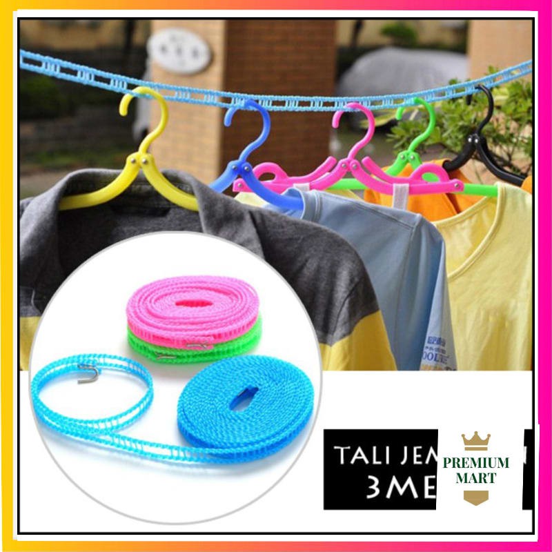 Tali Jemuran ada Lubang Gantungan Baju - Hanger Super Praktis - Clothes Line Unik 5 METER [PM]