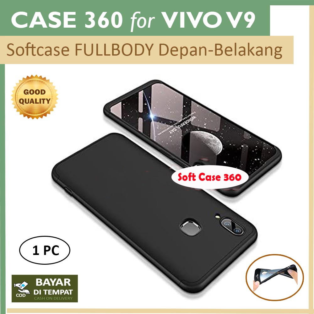 Case 360 2in1 Vivo V9 / Vivo Y28 / Vivo V15 Pro / Oppo F7 / Oppo R15 / Infinix X571 Note 4 Pro Hitam Soft Case Baby Skin Silikon Casing Cilicone Kesing Kasing case Case Full Body Softcase Case Depan Belakang Sarung Hp