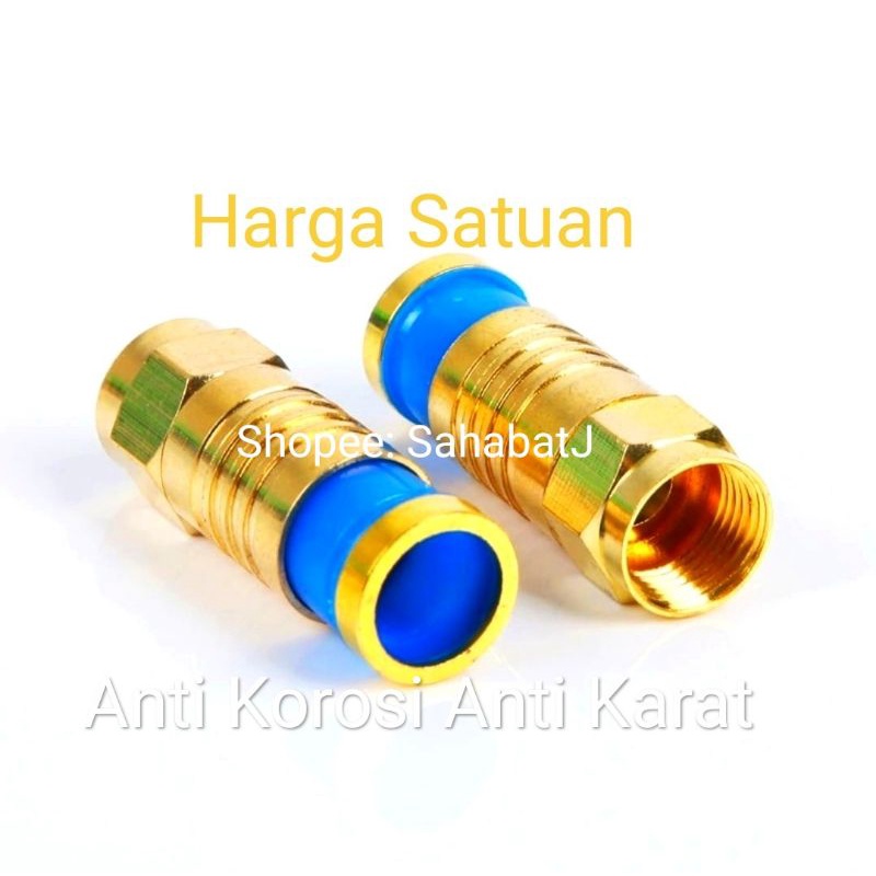 F Connector Compress RG6 GOLD Konektor F drat TV kompres EMAS CCTV Parabola