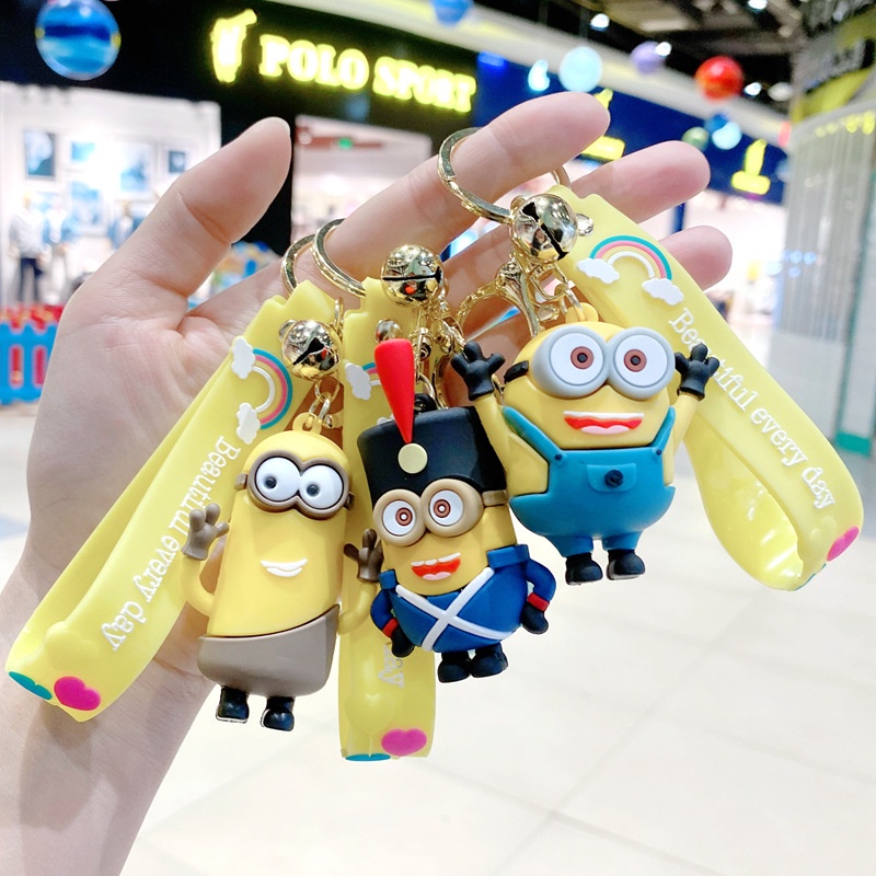 Gantungan Kunci Boneka Minions Kevin Bob 6 Model Bahan PVC Untuk Pasangan