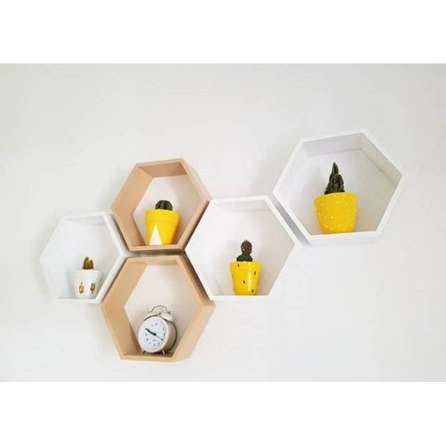  1 rak saja Hexagon Shelves Large rak hiasan dinding 