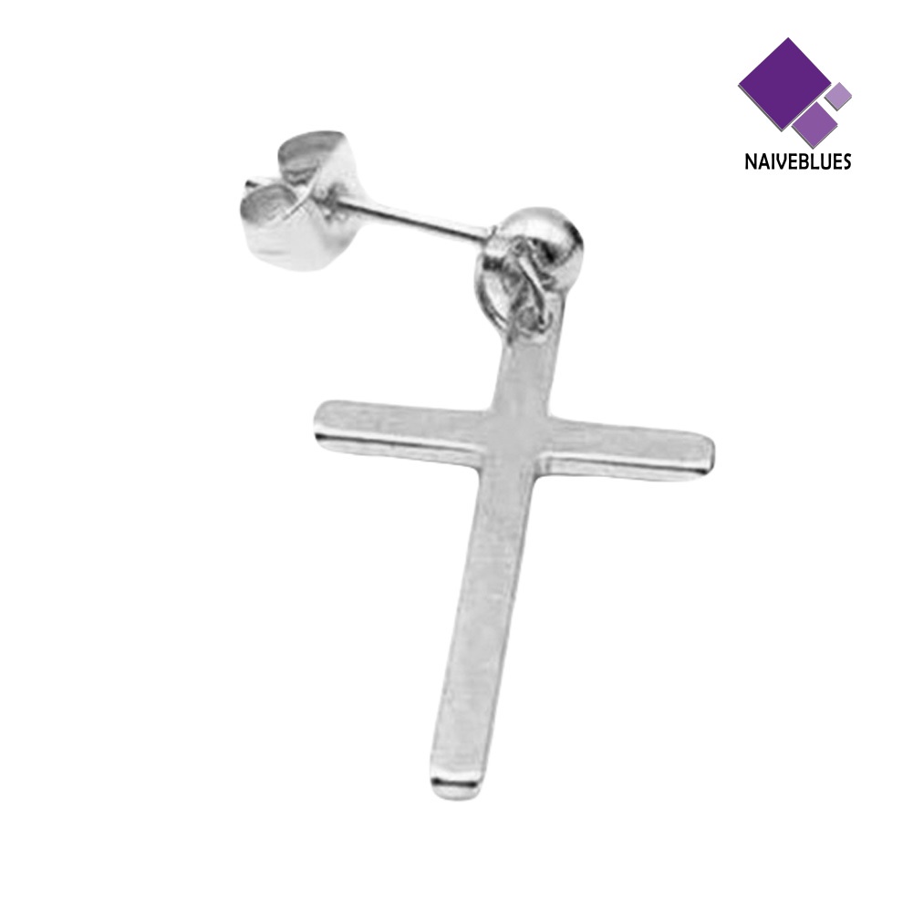 1pc Anting Stud Desain Salib Menjuntai Bahan Stainless Gaya Punk Untuk Pria Dan Wanita