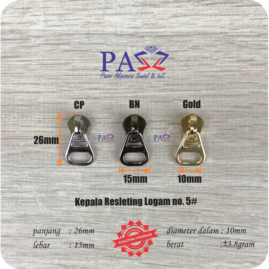 Kepala Resleting Gigi logam No 5 Code 1011  (PREMIUM IMPORT)