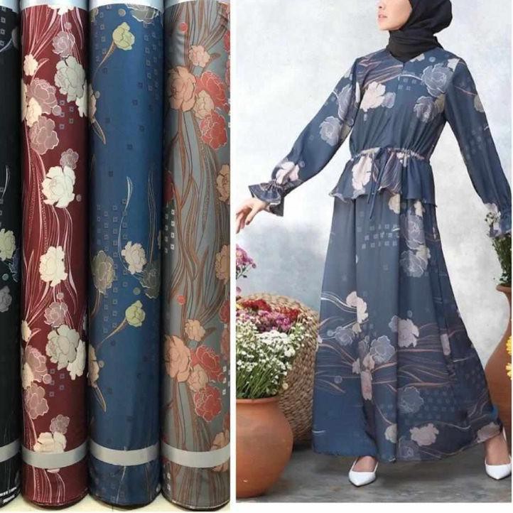 Best Price Kain chanel silk / bahan gamis branded / kain dior silk motif meteran / wolfis Monalisa /