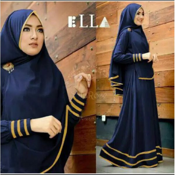Baju Muslim Wanita Syfarose Syari NAVY NI - Baju Gamis Muslim Wanita Jersey Navy