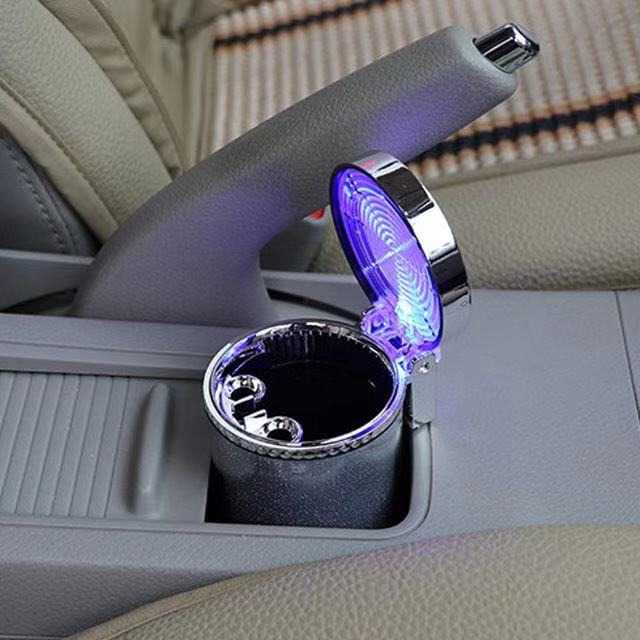 Asbak Mobil Tempat Abu Putung Rokok Lampu LED Stainless Steel Ashtray Light Cup Car Minimalis Praktis Anti Karat