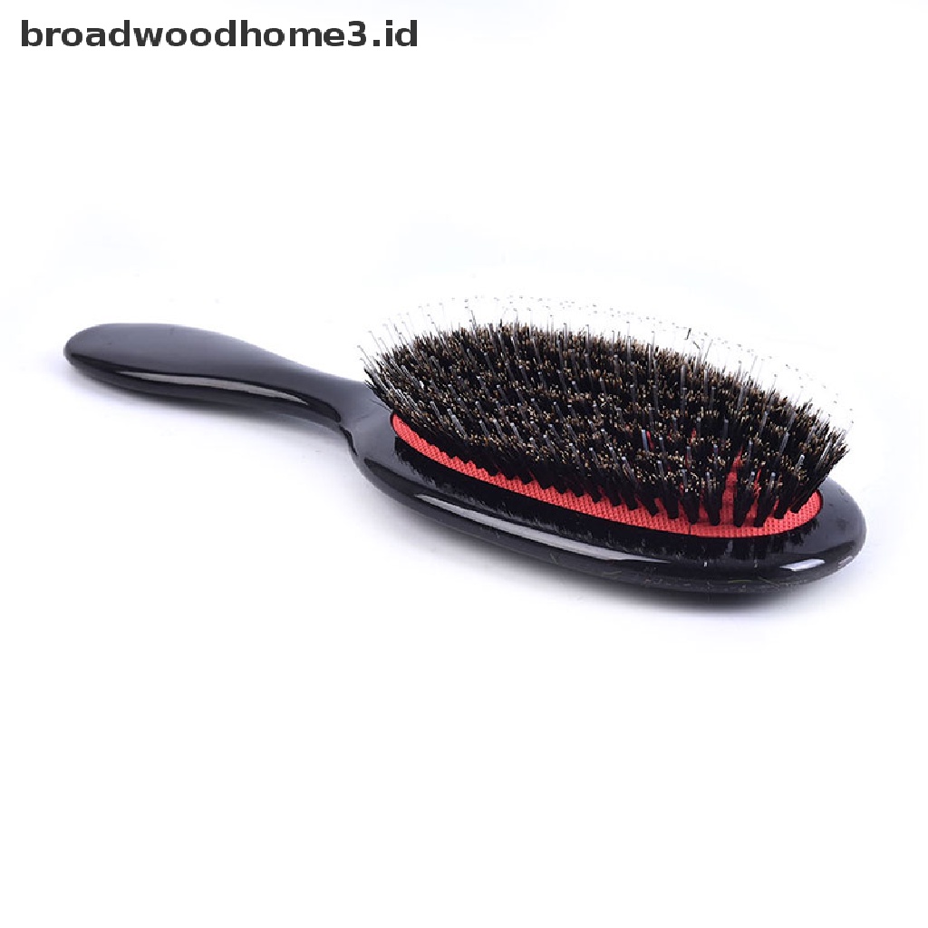 Sisir Pijat Rambut Bentuk Oval Bahan Bulu Babi Alami Anti Statis