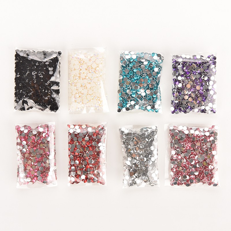 1000pcs / Lot Manik-Manik Kristal Berlian Imitasi Bulat Flatback Untuk Dekorasi Nail Art DIY