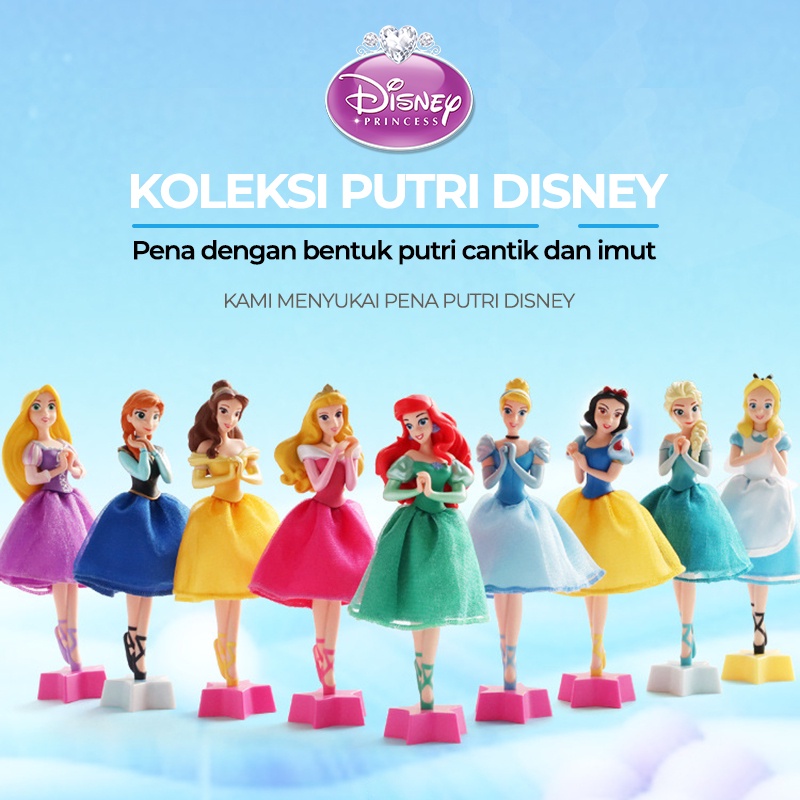 Pulpen Miniatur 3D Putri Disney/ Fairy Tale Princess Action Figure Pen/ Cake Topper Original Disney