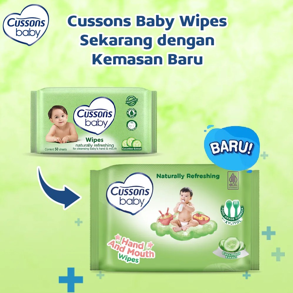 Kemasan Baru Buy 1 Get 1 CUSSONS BABY Wipes Wipe 45sheets 45's - Tisu Basah