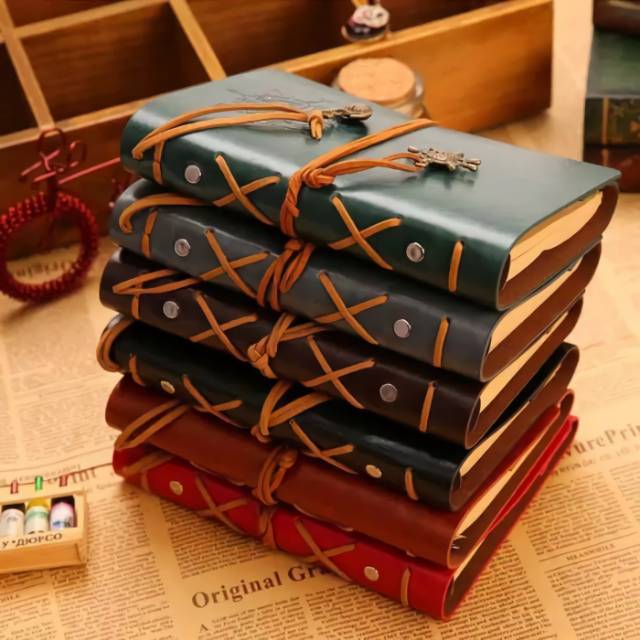 

H7Y Binder Buku Tulis Notebook Catatan Cover Kulit Retro Kertas A6 Model Compas -brown