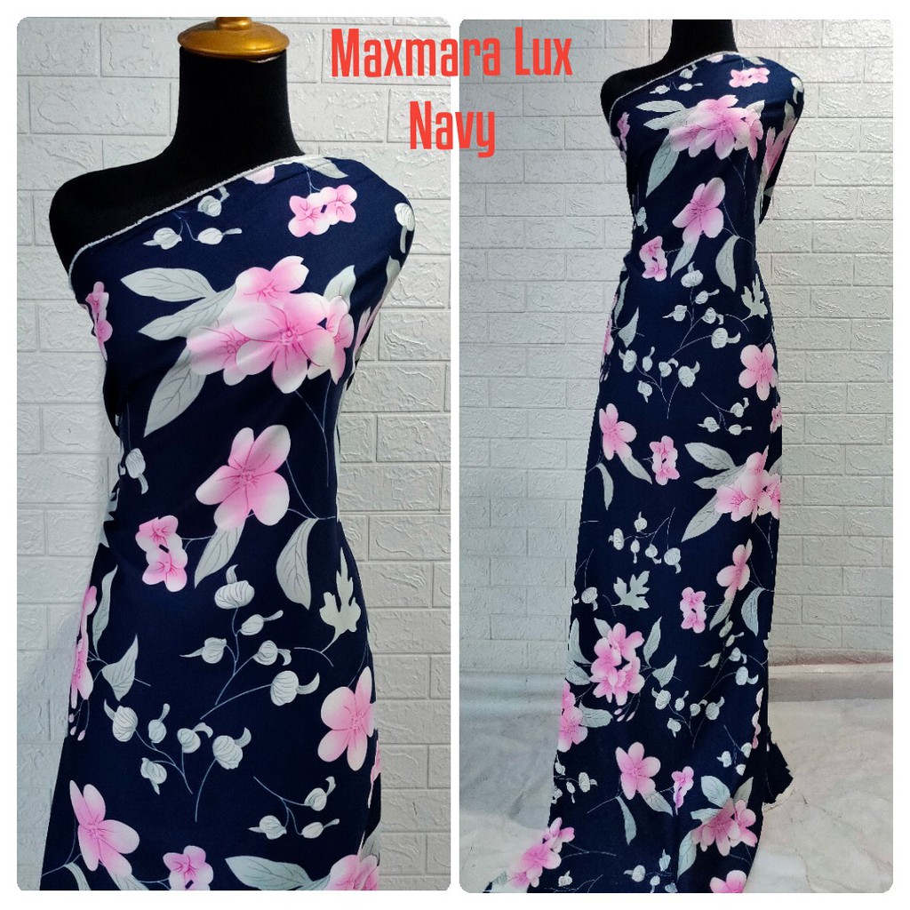 Kain Meteran Maxmara lux Motif Bunga Besar pink harga per 0.5m