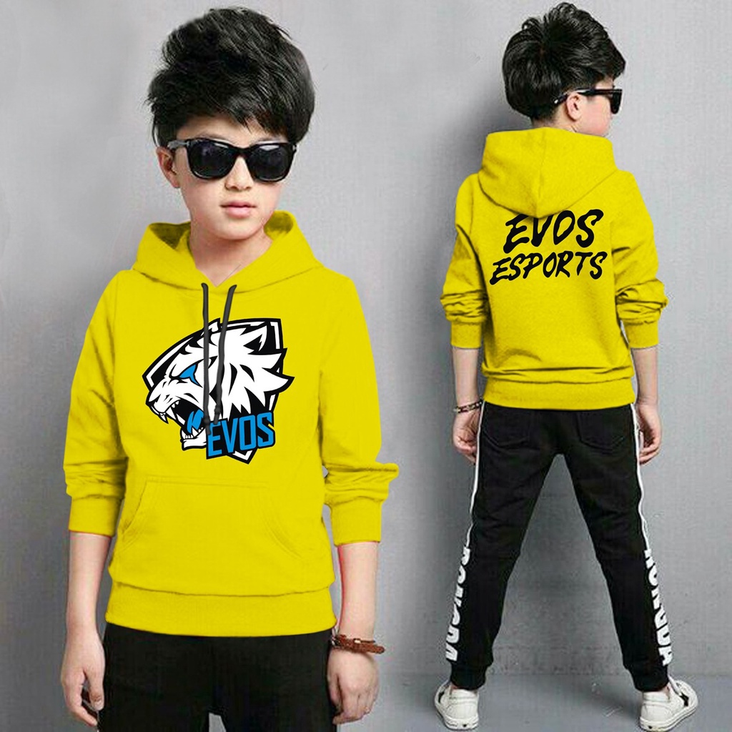 Jaket Anak Laki Laki/Jaket Anak Terbaru/Hoodie Anak Evos Esport Anak Gaming Bahan Fleece Tebal 4-11 TAHUN