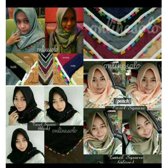 Jilbab Kerudung Hijab Segiempat TASSEL VALENCIA