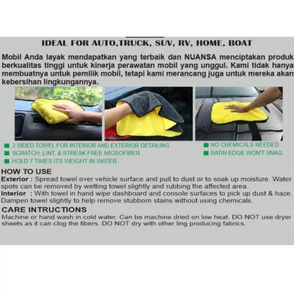 KAIN LAP MICROFIBER 600 GSM 30x30Cm SERBA GUNA DUA SISI WARNA HARGA PABRIK