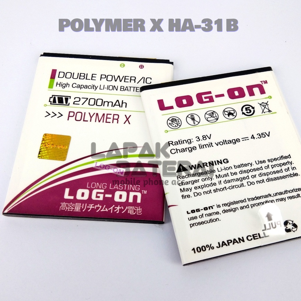 LOG - ON Himax Polymer X HA-31B Baterai Double IC Protection Battery Batre