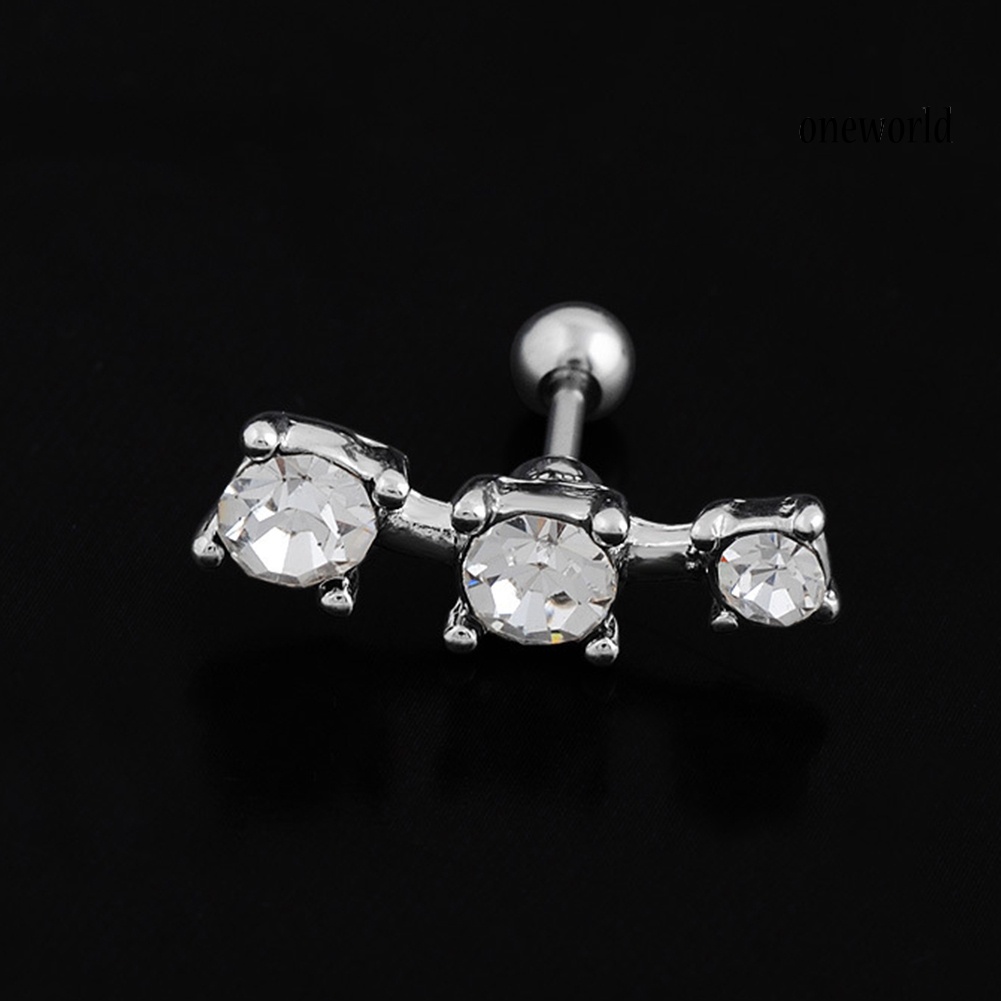 OW@ 1Pc Women Cubic Zirconia Barbell Ear Cartilage Helix Piercing Stud Earrings