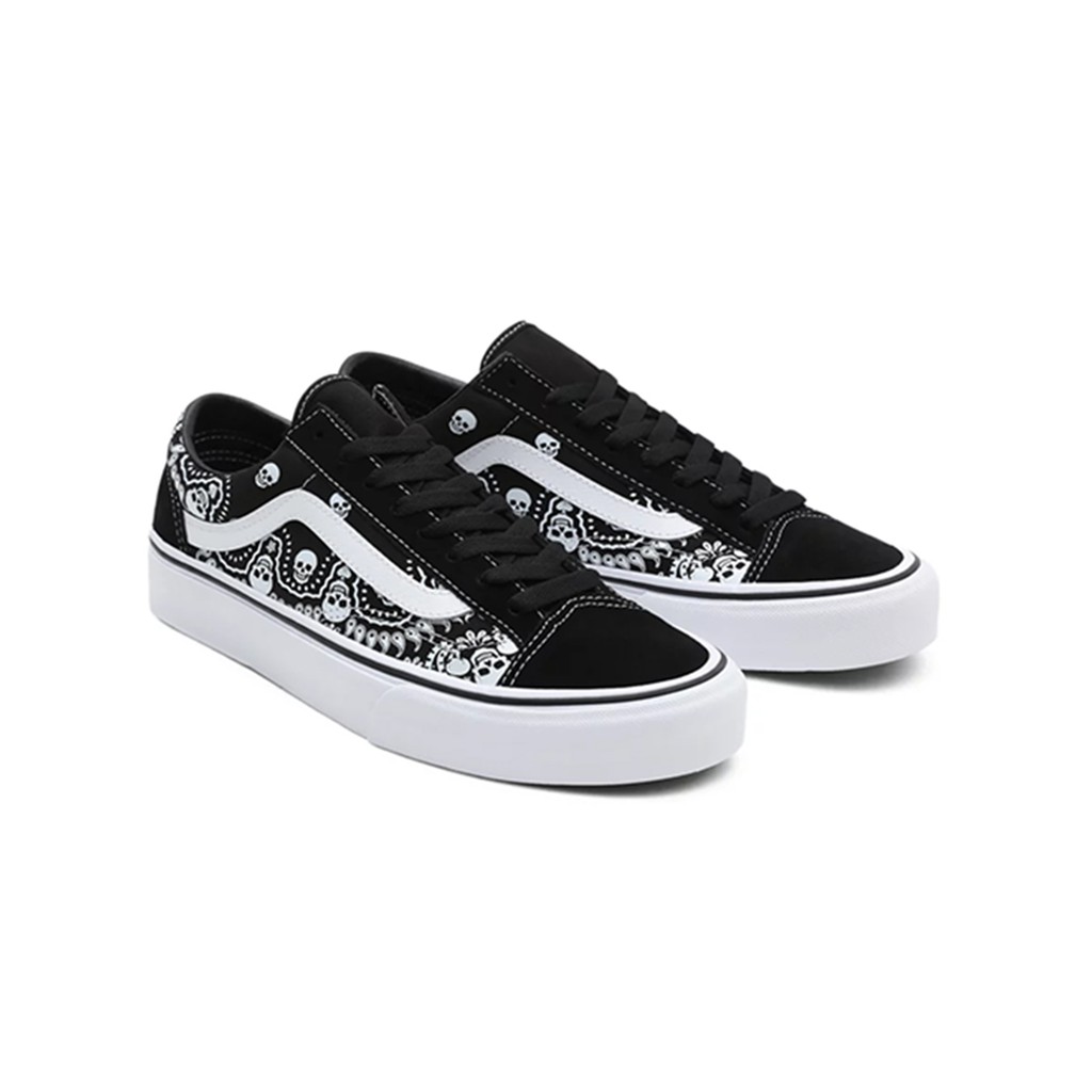 SEPATU VANS OFF THE WALL | STYLE 36 BANDANA BLACK / TRUE WHITE