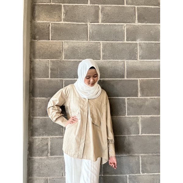 kemeja oversize two pocket