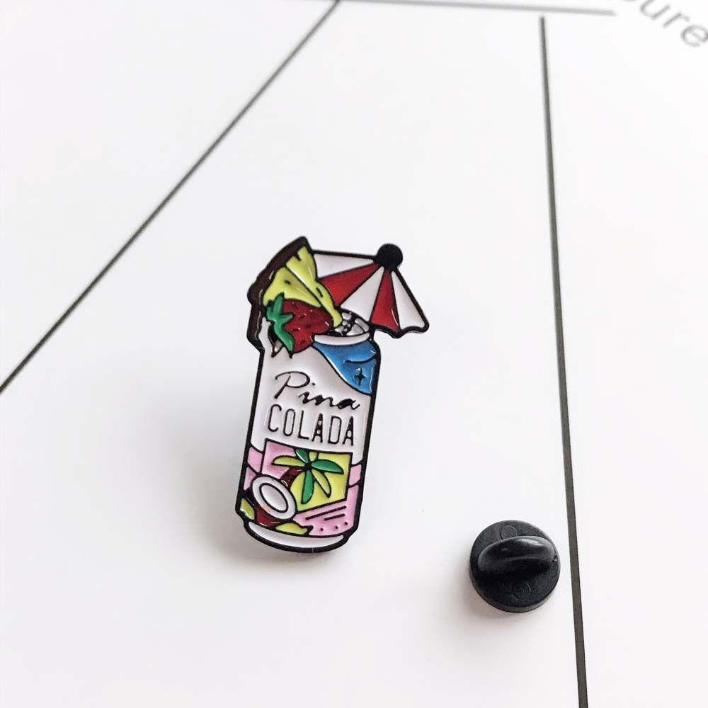 Needway Cocktail Bros Fashion Kartun Perhiasan Aksesoris Botol Cangkir PINA COLADA Kelapa Grove Pengharum Lencana Pin Enamel Pin