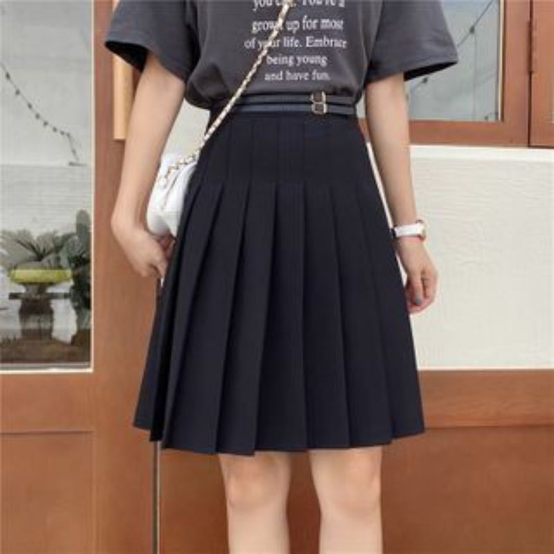 KYUKYUSHOPPU - Tennis Skirt | Korean Style Rok Midi Wanita Kekinian Cewek Hitam  Custom Size