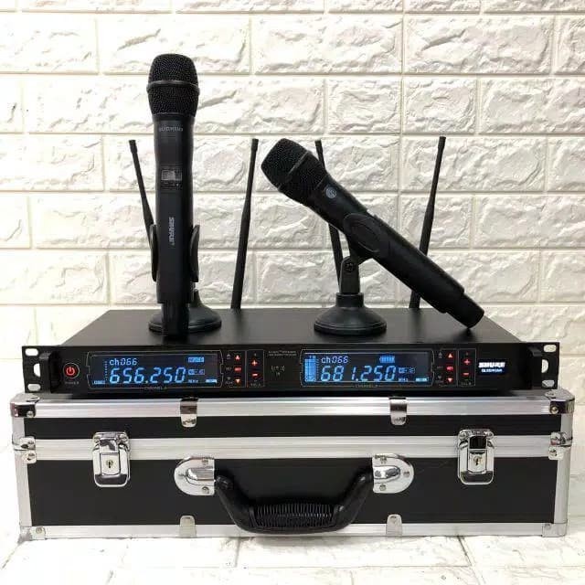 Mic Wireless Shure QLXD KSM9 KSM 9 UHF 2 Mic Genggam Koper Hardcase Multi Channel Bisa Ganti Frekuen