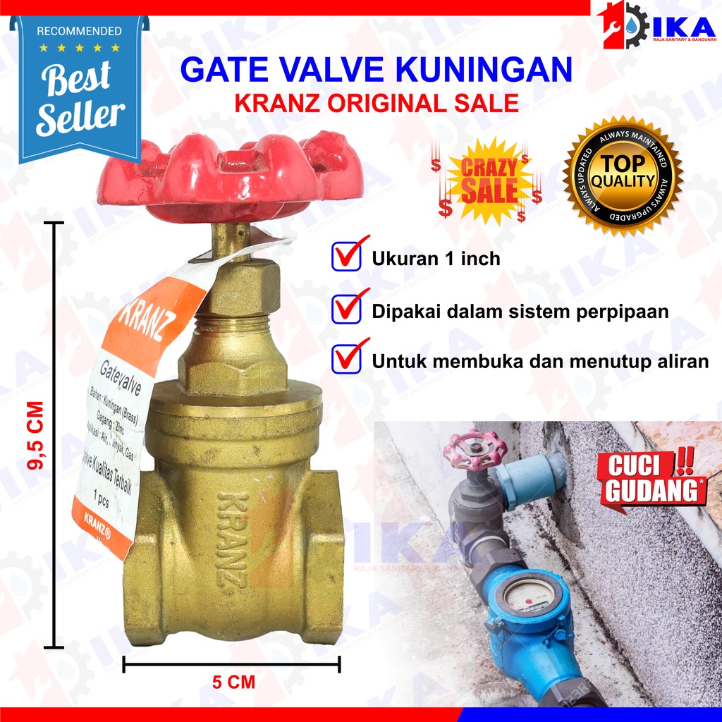 CRAZY SALE | KUNINGAN GATE VALVE 1 inch Drat Stop Kran KRANZ / STOPKRAN Ball Valve Kuningan