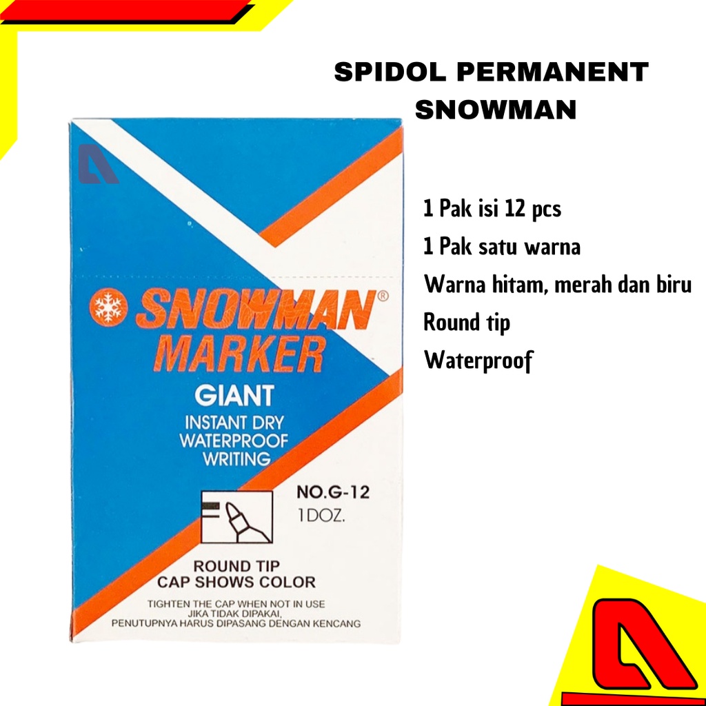 

SNOWMAN SPIDOL PERMANENT MERAH BIRU HITAM ECER G-12