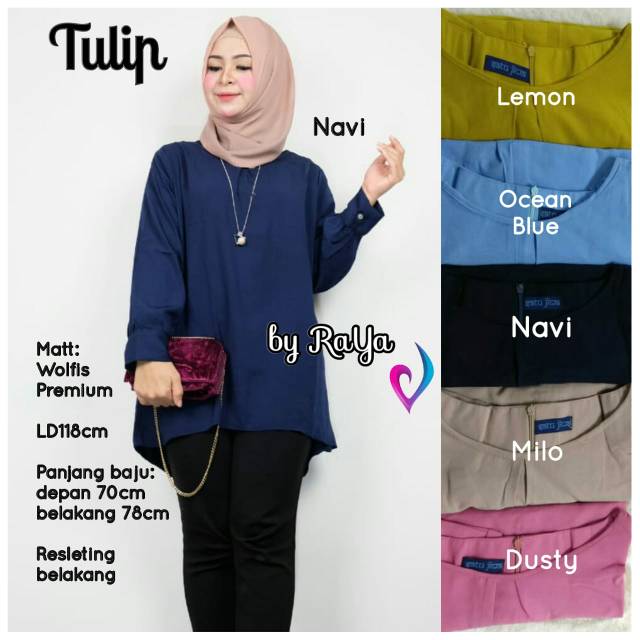 Terlaris Atasan wanita jumbo blus TULIP blouse bahan adem WOLFIS WOLPEACH WOLPIS
