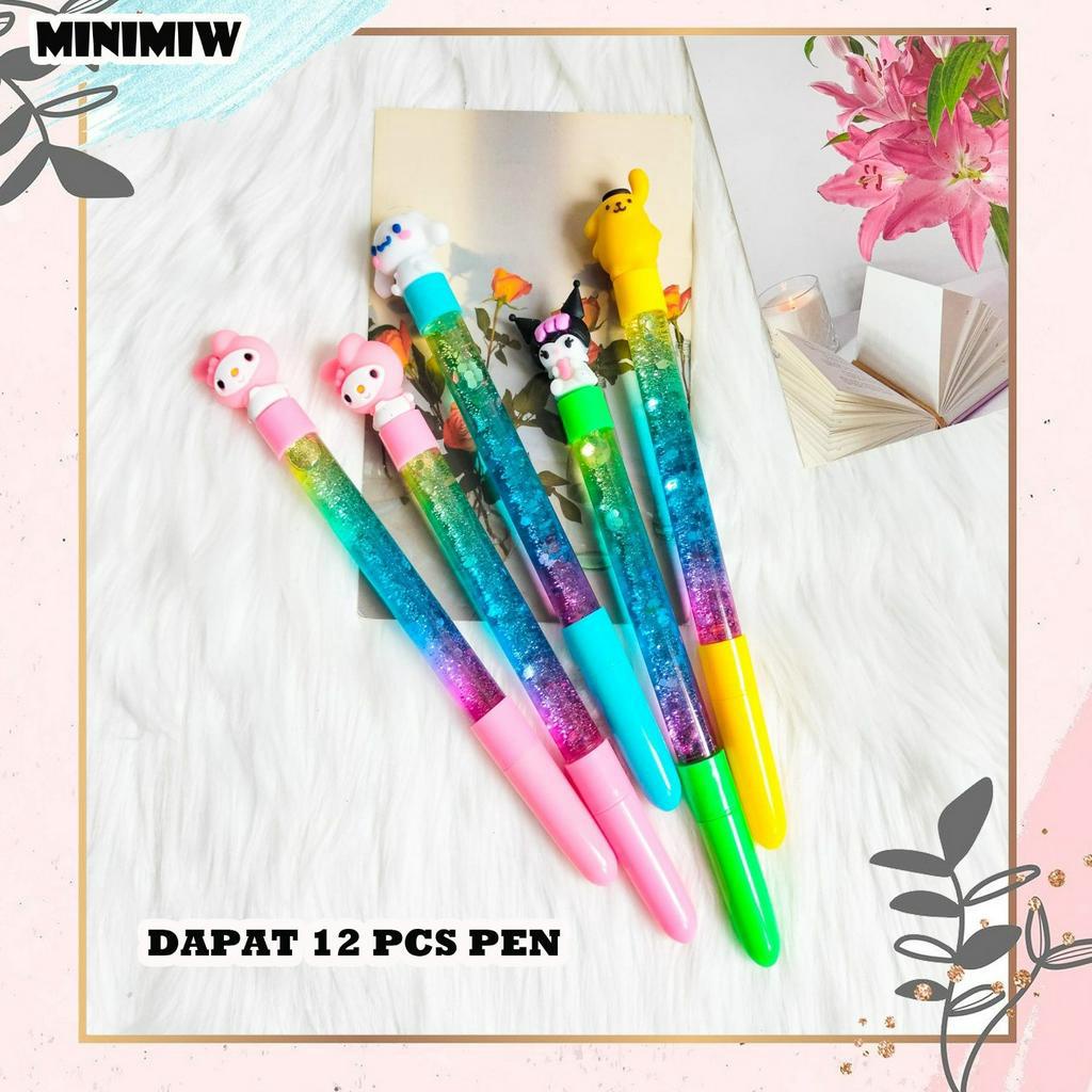 SELUSIN PEN GLITTER SANRIO 12 PCS KARTUN PULPEN MANIK LUCU GEL PEN KARAKTER KUDA PONI PULPEN PENA BOLPEN