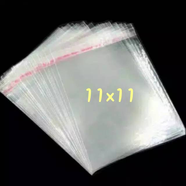 

OPP 11x11 roti kue plastik dengan perekat 1 pak isi 100lembar