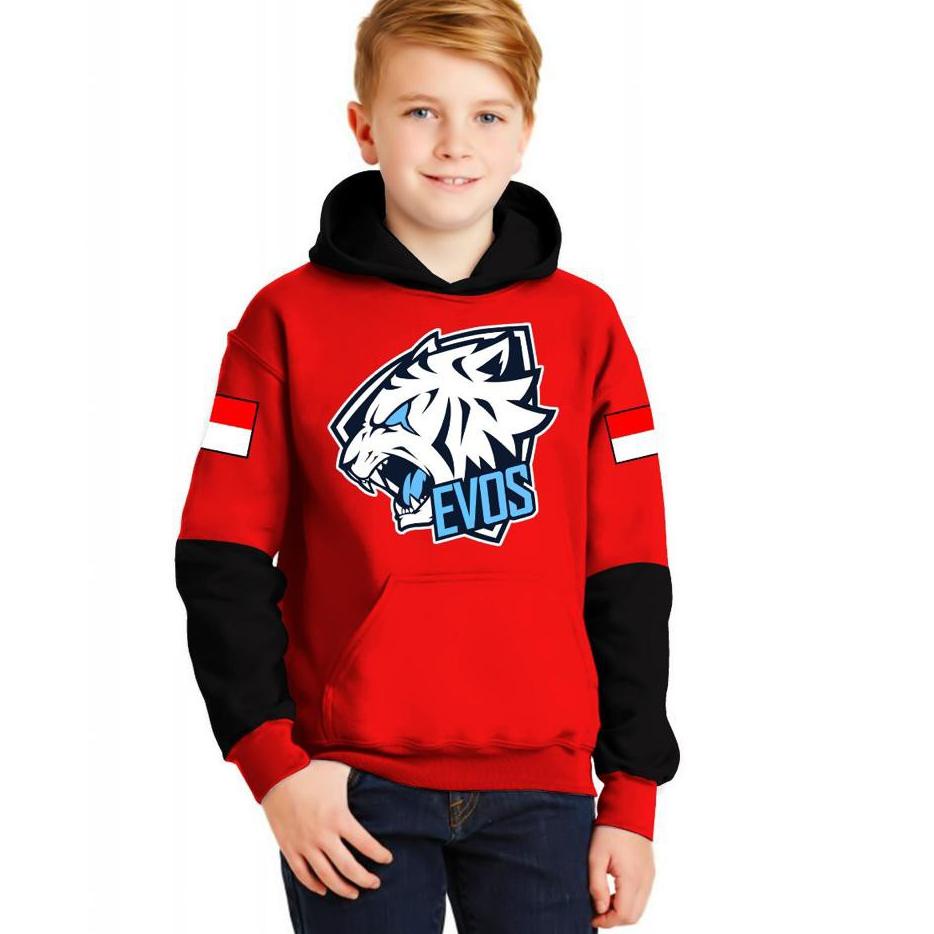 ➲ Hoodie Evos Anak Kombinasi / Hoodie anak / Jaket ff evos anak / Jaket free fire 6-13 TAHUN ➴