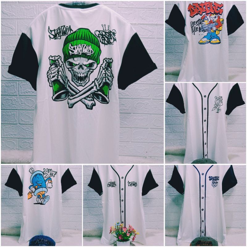 KAOS SABLON MOTIF BASEBALL/BAJU BASEBALL SABLON DEPAN BELAKANG/KAOS PRIA UKURAN JUMBO