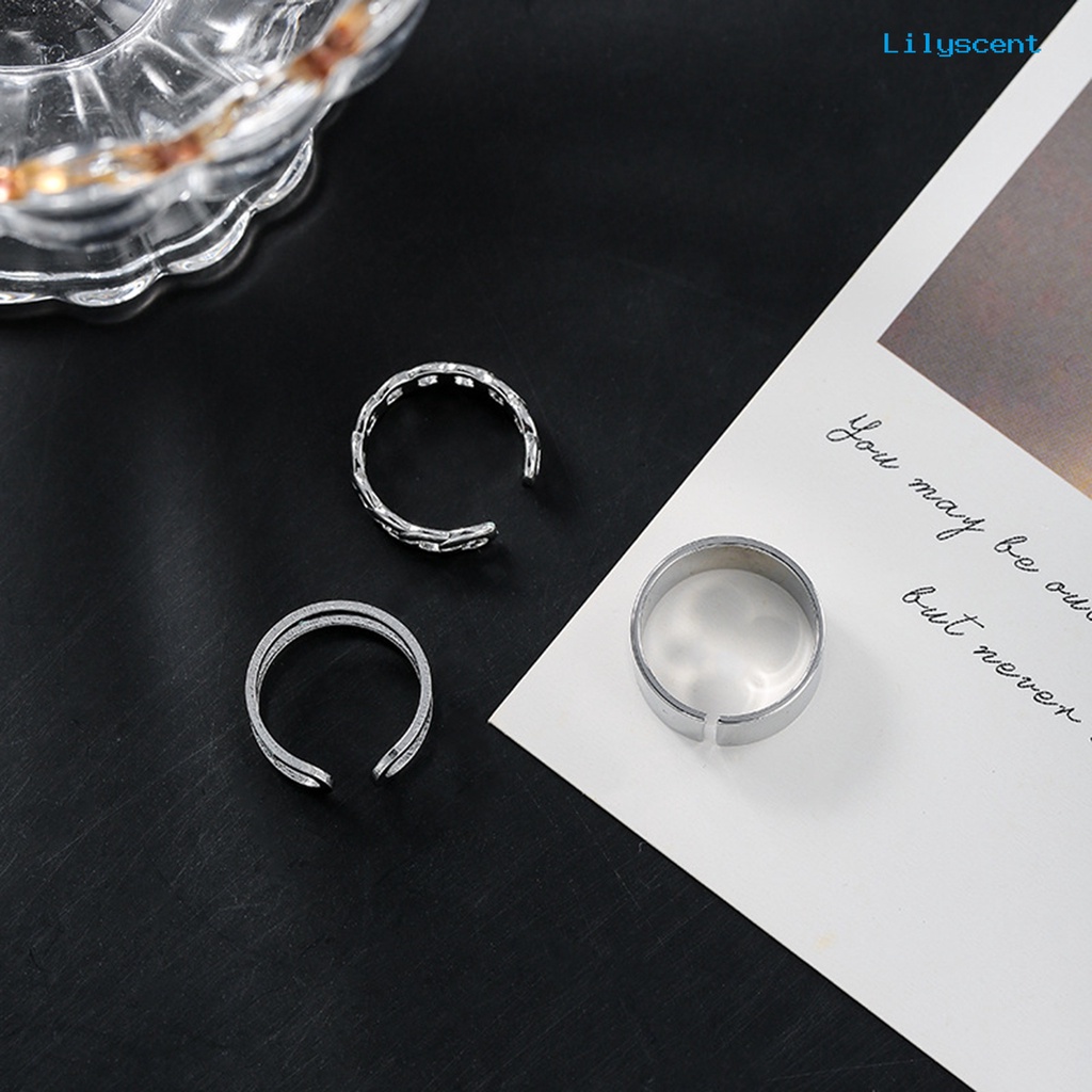 3pcs / Set Cincin Knuckle Model Terbuka Dapat Disesuaikan Untuk Aksesoris Perhiasan