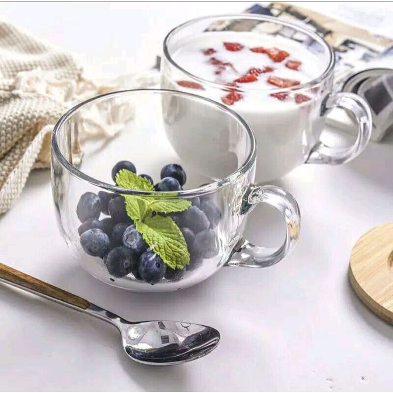MUG KACA MUG GELAS KACA GELAS SNACK  GELAS MUG KACA GELAS MUG SEREAL MANGKOK SALAD MANGKOK KACA