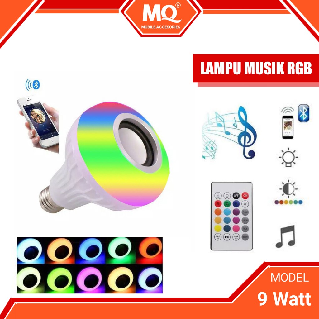 Lampu musik RGB Bohlam Speaker Musik Bluetooth 2 in 1 Lampu Speaker
