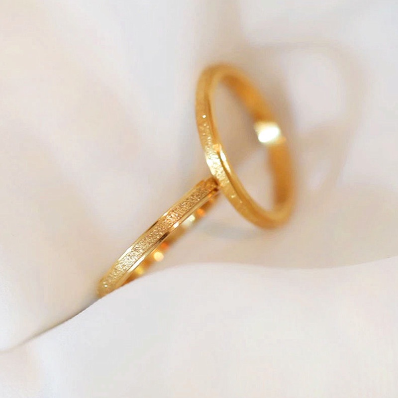 Set dari 3 Cincin Perhiasan Titanium Asli Anti Karat simple Premium Emas 18K Korea Aksesoris Wanita ring