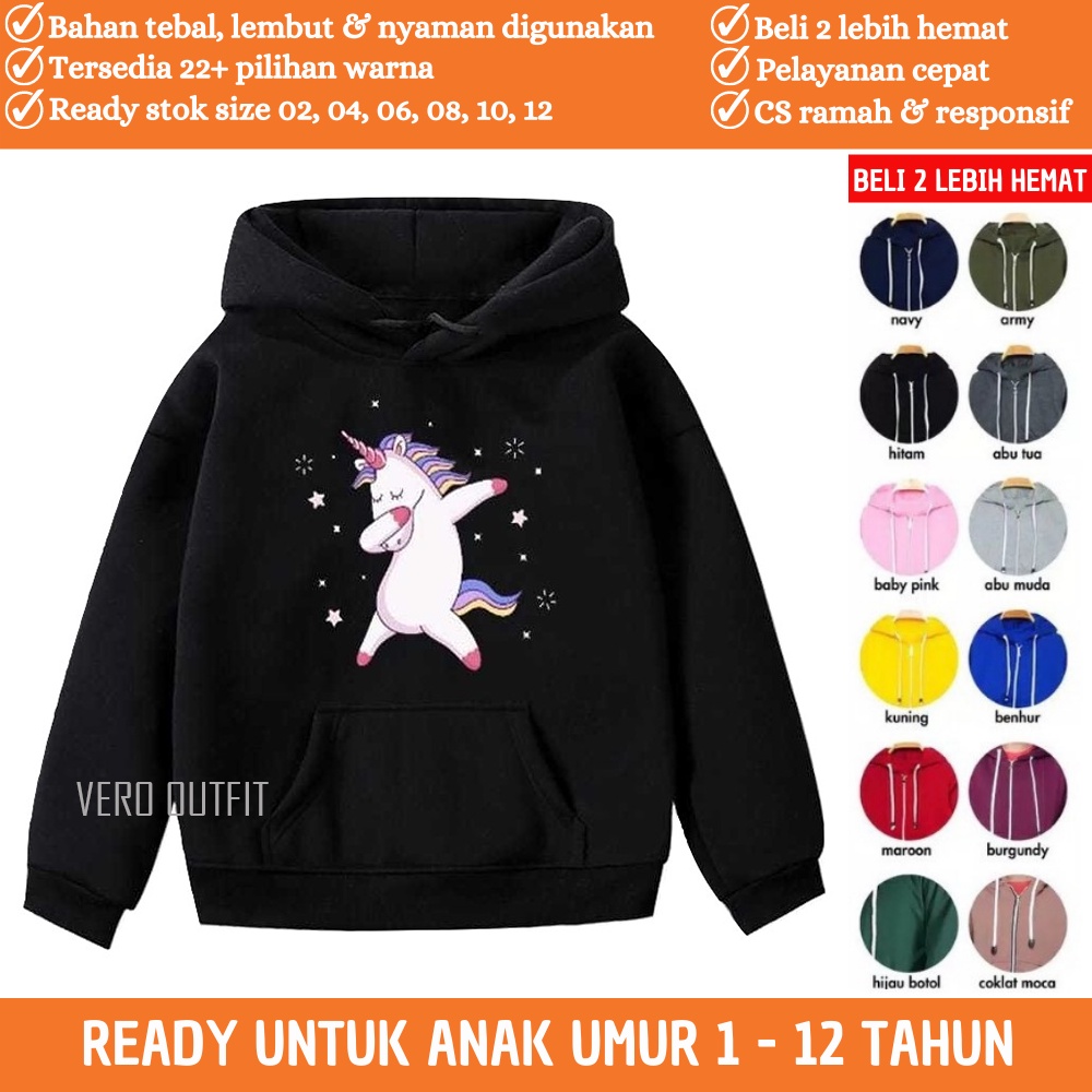 Jaket Hudie Hody Anak Kecil Bayi Balita Laki Laki Perempuan Cowok Cewek Couple Kembar Gambar UNICORN