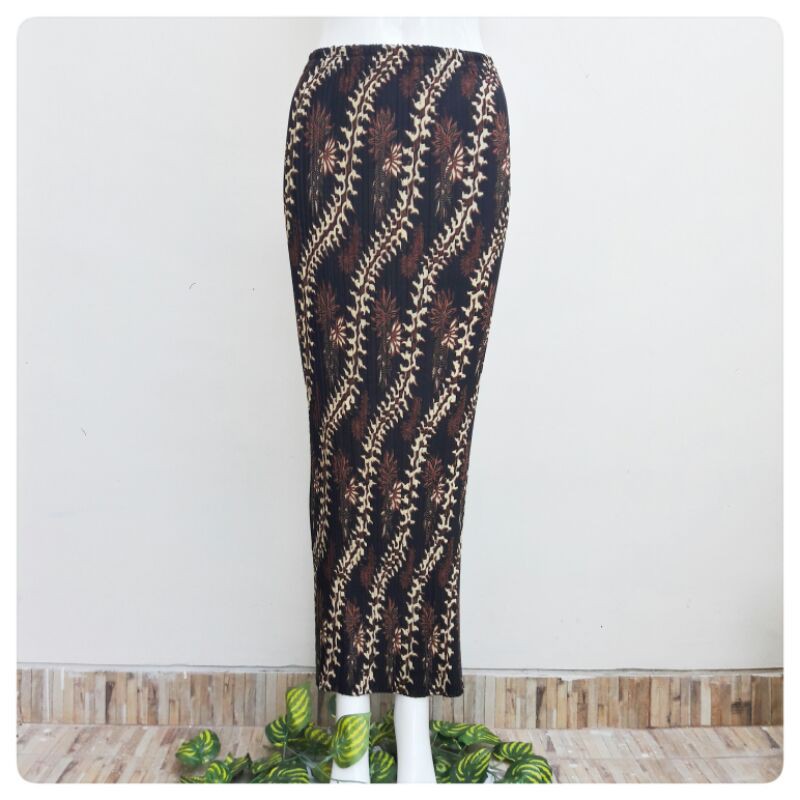 Baju Rok Batik Plisket Wanita Motif Sogan Bunga Murah