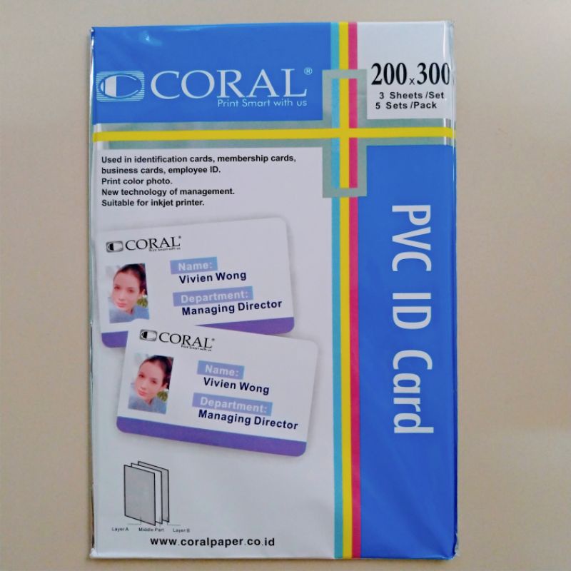 

Kertas PVC CORAL / Bahan cetak ID Card