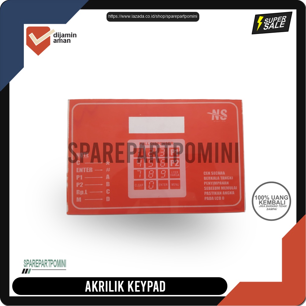 Sparepart Pom Mini - Akrilik Keypad Penutup Keypad Pom Mini