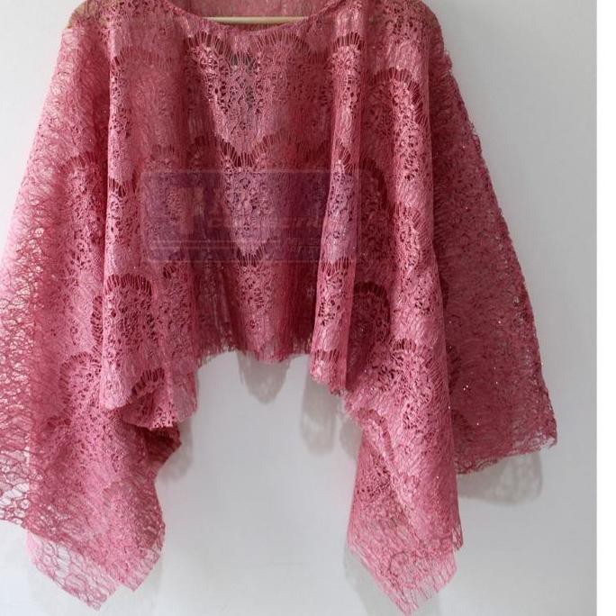 ☀ Cape Brukat Luaran Atasan Outer Outerwear Premium Murah Brokat Renda Gliter Wanita ⅎ
