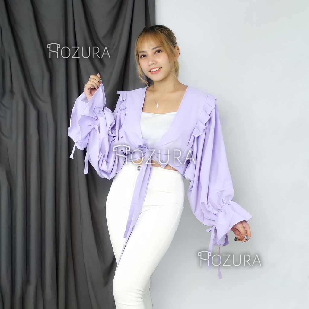 HOZURA - Outer Wanita Gracia - Luaran Wanita - Blouse Outer Wanita - Felecia Basic Outer Atasan Wanita - Kardigan Premium - Cardigan Korea Model Terbaru Murah - Outer Cardigan Wanita Bahan Moscrepe - Korean Style - Baju atasan Mewah COD Gratis Ongkir