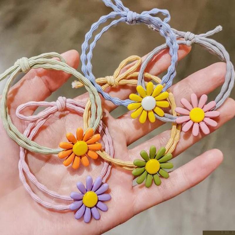 Karet Rambut Ponytail Motif Bunga Daisy Warna-Warni