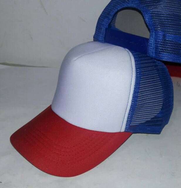 Topi trucker jaring polos warna warni souvenir standar distro