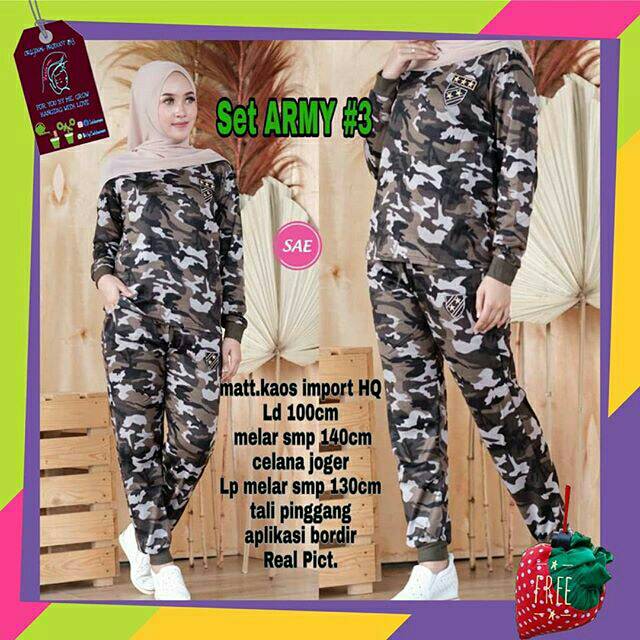 Set Army Setelan Baju Senam Hijab
